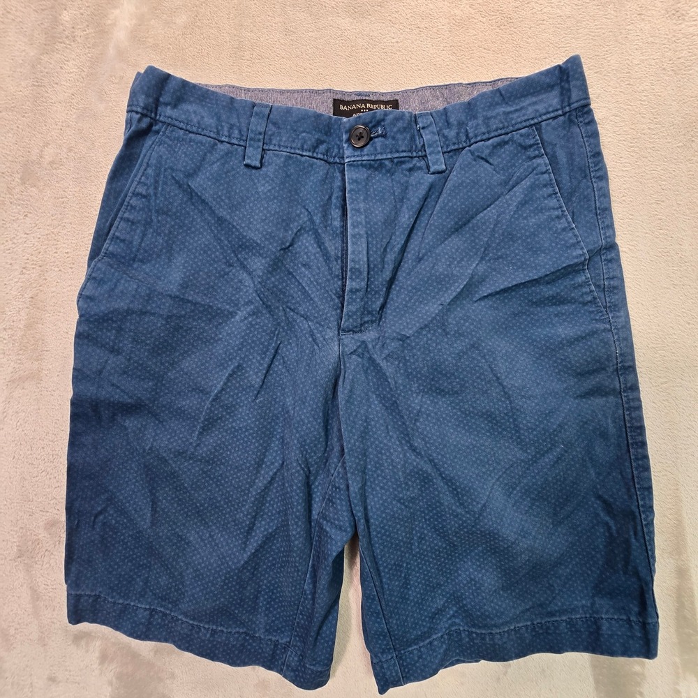 Banana Republic Aiden Short Mens 29 Blue Printed Dot Chino Shorts 457831